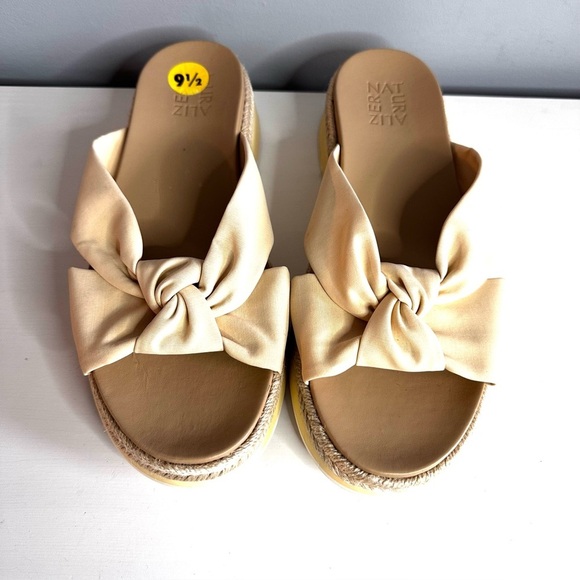 Naturalizer Shoes - Naturalizer Dayana Cream Platform Slip On Mule Sandals Size 9.5 Jute Edge EUC